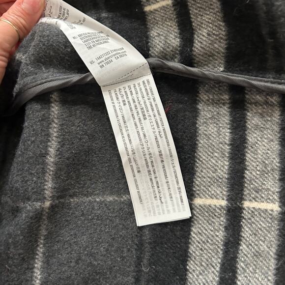 Abercrombie Fitch Sz XL Wool Wrap Grey Plaid Belted Winter Coat Missing Belt** - Picture 5 of 5